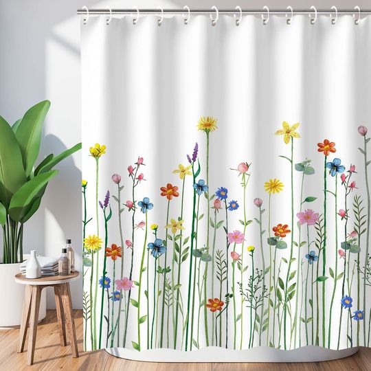 Discover Watercolor Floral Shower Curtain - Wildflower Bath Decor