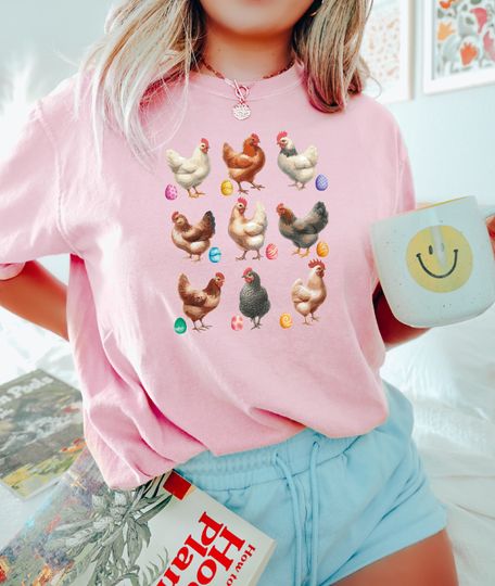 Discover ColorsChicken With Eggs Easter Shirt, Easter Chicken Shirt