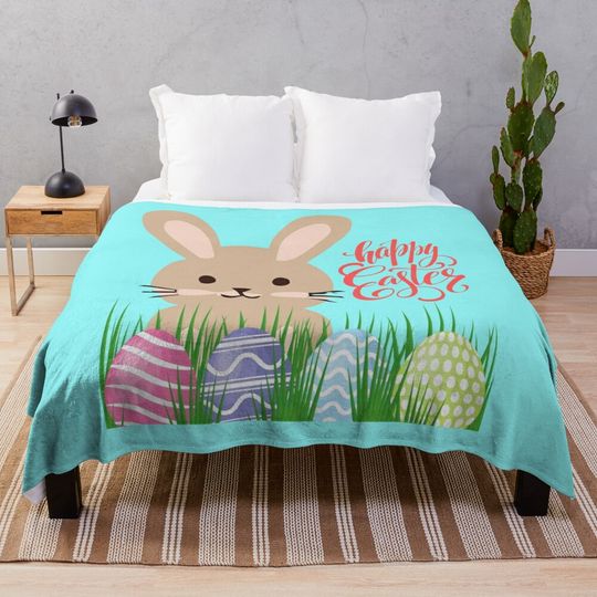 Discover Happy Easter Bunny and Easter Ef Throw Blanket