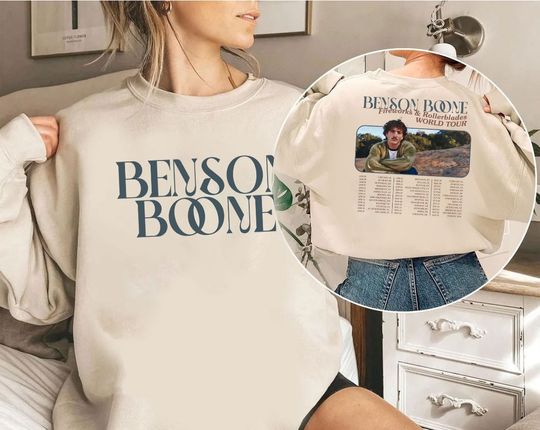 Discover Benson Boone Fireworks and Rollerblades 2024 World Tour Sweatshirt