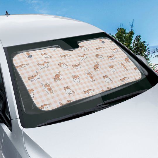 Discover Kawaii Cat Gingham Car Sun Shade