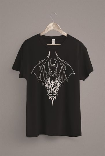 Discover Vampire Goth Bat T-Shirt, Black Metal