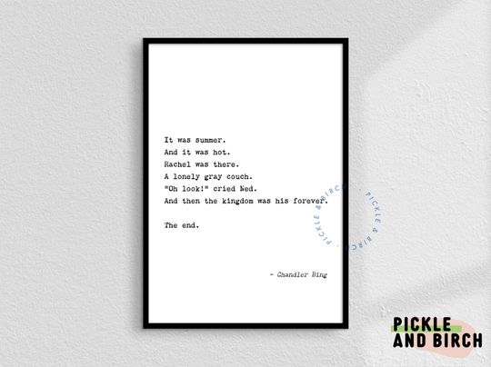Discover Chandler Bing's Story Minimalist Print Poster | Friends Rachel