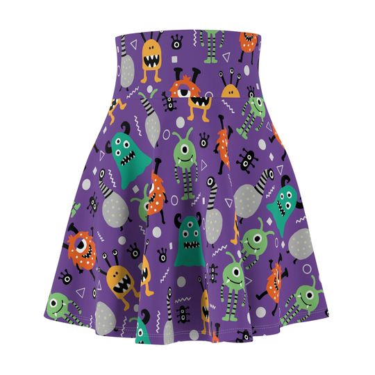 Discover Monsters on Purple Print Women's Skater Skirt