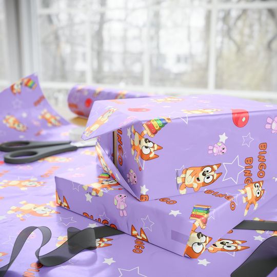 Discover BlueyDad Birthday Gift Wrap with Bingo Design