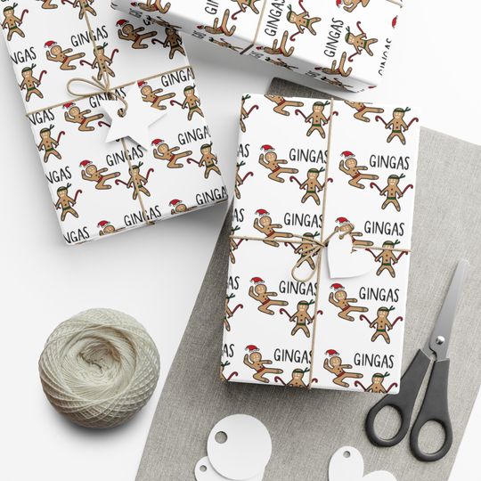 Discover Gingerbread Man Ninja Christmas Holiday Candy Cane Gift Wrapping Papers