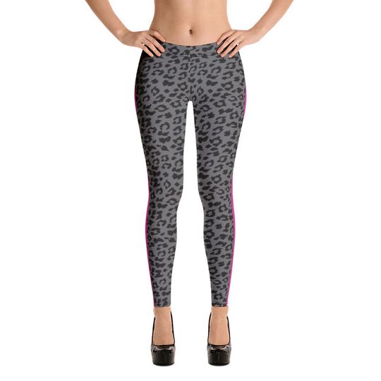 Discover Leggings With Leopard Animal Print And Pink Stripes
