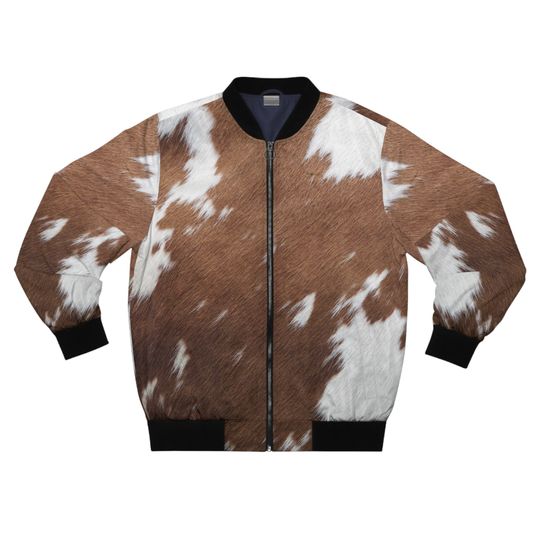 Discover Cowhide Print Men's Bomber Jacket