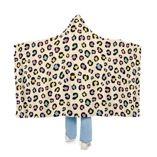Discover Pastel Leopard Print Hooded Blanket