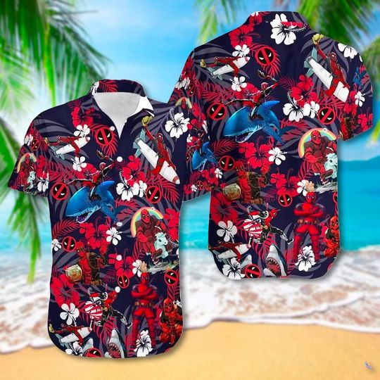 Discover Red Floral Hero Character 3D All Over Printed Hawaiian Shirt