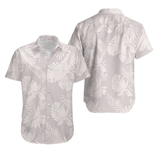 Discover White On White Classic Hibiscus Button Down Shirt