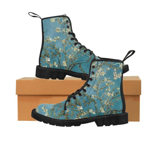 Discover Vincent Van Gogh's Almont Blossom Canvas Boots, Aesthetic Fine Art Womens Boots