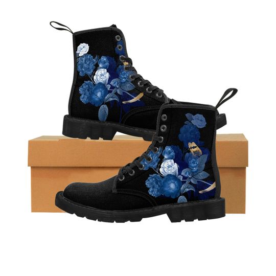 Discover Black Floral Women's Canvas Boots
