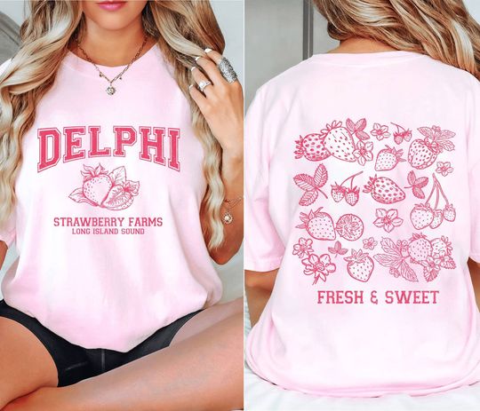 Discover Delphi Strawberry Farm Long Island Double Sided T Shirt