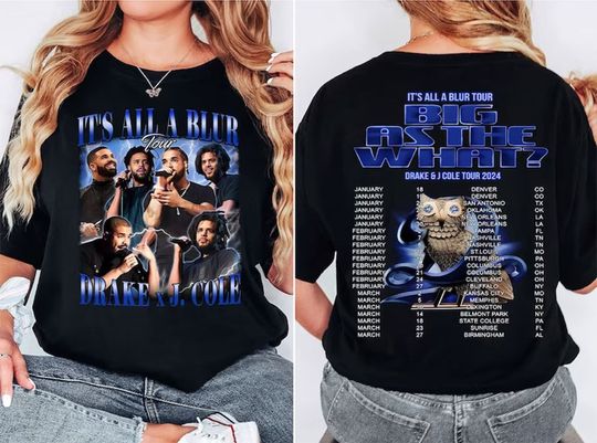 Discover Drake J Cole Big As The What Tour 2024 Shirt, Drake J Cole It's All Blur Tour Shirt