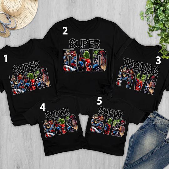 Discover Custom Superhero Birthday Party Matching Family Shirts