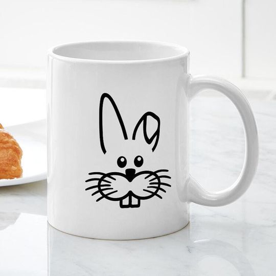 Discover Bunny Rabbit Face Mug Ceramic Coffee Mug, Happy Easter Gift