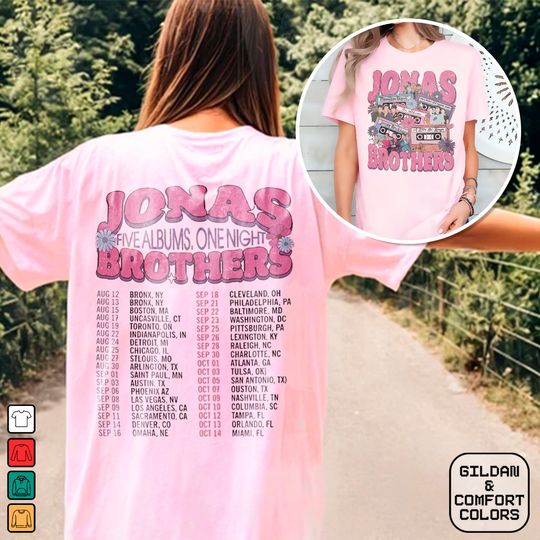 Discover Jonas Brother Sweatshirt, Jonas Brothers Double Sided T shirt, Five Albums One Night Tour Shirt