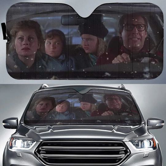 Discover National Lampoons Xmas Vacation Agnes Ellen and Clark Griswold Car Sun Shade