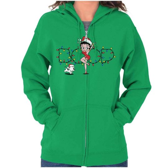Discover Betty Boop Cartoon Christmas Pudgy Holiday Womens Zip Hoodie