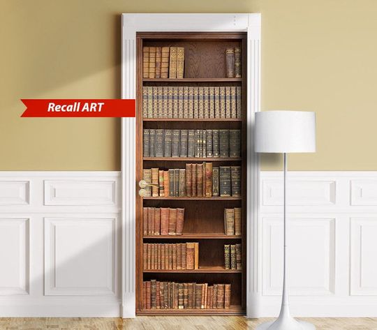 Discover Antique books on bookshelfs, bookcase Door Cover