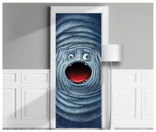 Discover Funny Monster - Door Mural, Removable Decal Door Cover