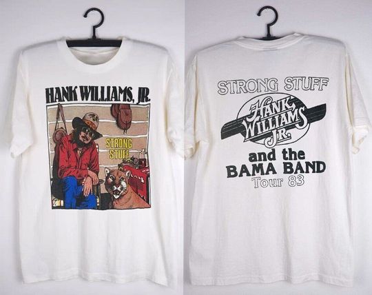 Discover 1983 Hank Williams Jr. &The Bama Band Strong Stuff Tour Double Sided T-Shirt
