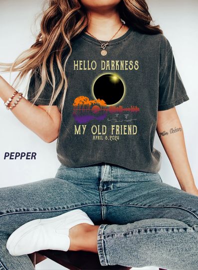 Discover Hello Darkness Shirt, April 8th 2024 Shirt, Eclipse Event Shirt