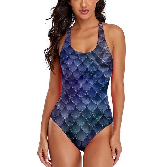 Discover Ombre Glitter Swimsuit Fantasy Magical Mermaid Scales One-Piece Swimwear