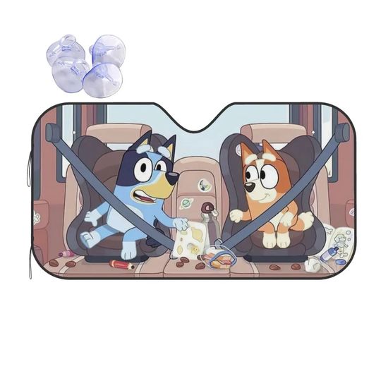 Discover Cute Blue Windshield Sunshade Cartoon Dog