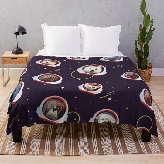 Discover Cute Space Dogs Astronaut Lover Gifts Throw Blanket