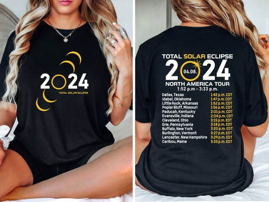 Discover Total Solar Eclipse Shirt, North America Tour Shirt, April 8 2024, Twice in a Lifetime
