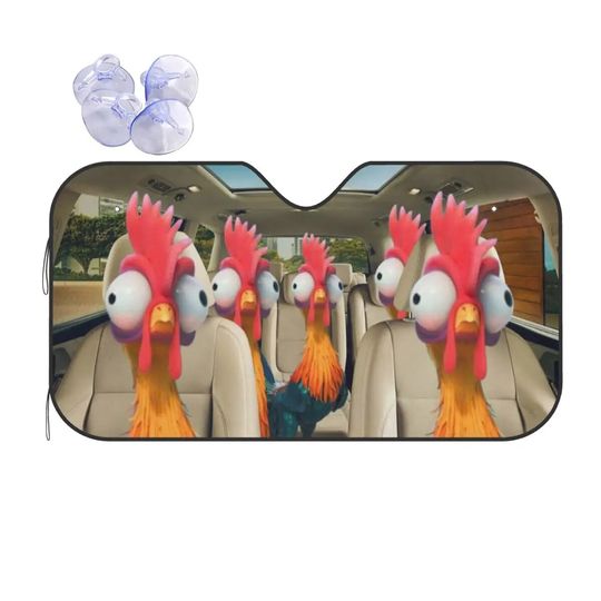 Discover Funny Chicken Driver Sunshade Windscreen Animals
