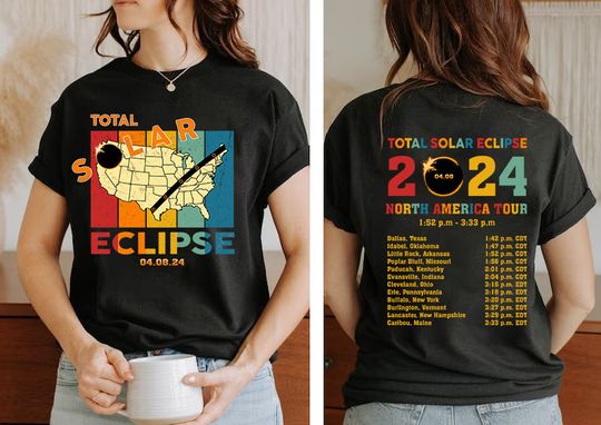 Discover Solar Eclipse 2024, Total Solar Eclipse 2024 Shirt, Double-Sided Shirt