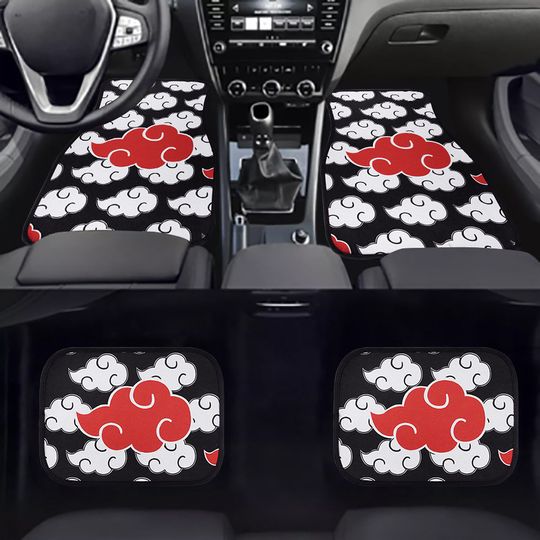 Discover 4Pcs JDM Cloud Black White Red Fabric Car Floor Mats