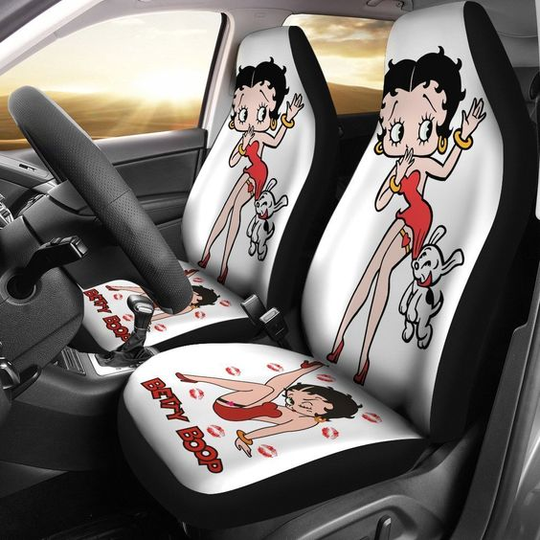 Discover Betty Boop with Dogs in White theme Car Seat Covers