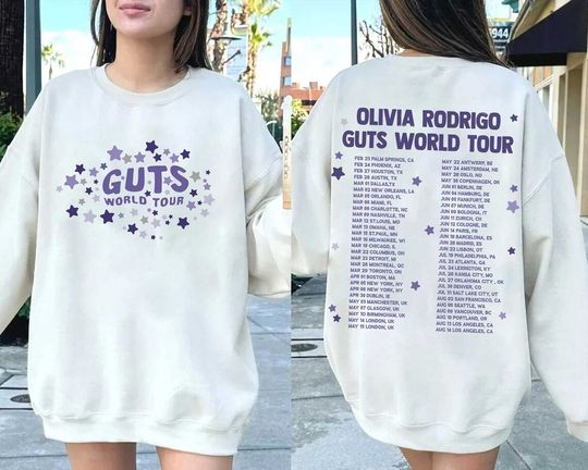 Discover Olivia Rodrigo Tour 2024 Double Sided Sweatshirt