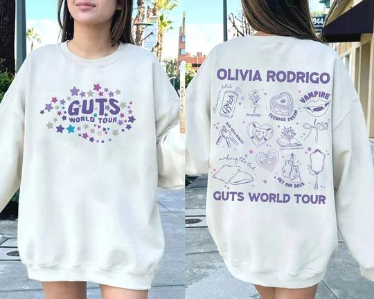 Discover Olivia Rodrigo Guts Tour 2024 Double Sided Sweatshirt