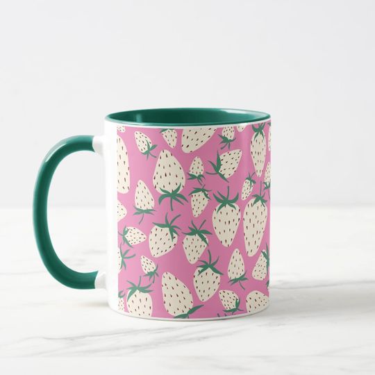 Discover Exotic White Strawberries Colorful Fruity Mug