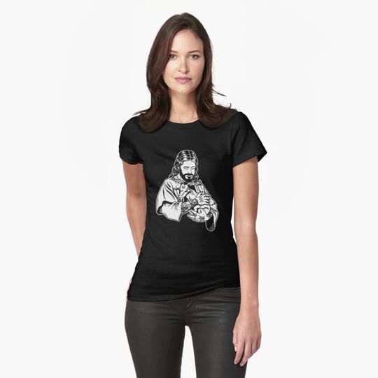 Discover Jesus Holding Satan Baphomet Goat T-Shirt