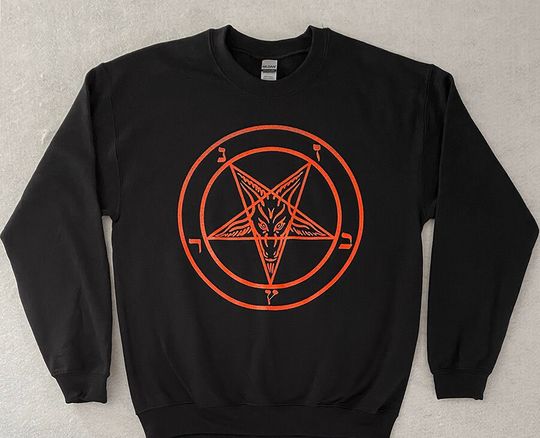 Discover Pentagram Sweatshirt Red Print Satan Sweatshirt