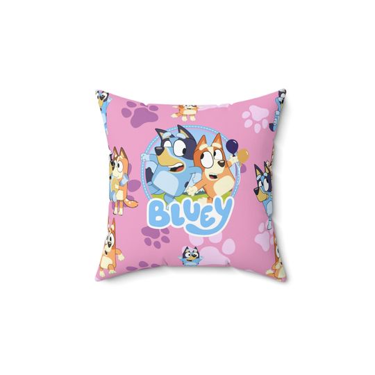 Discover Pink, BlueyDad and Bingo Throw Pilllow