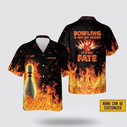 Discover Personalized Name Flame Bowling All Over Print Hawaiian Shirt For Bowler