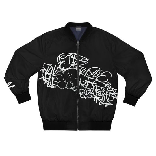 Discover Black and White Graffiti Men's Bomber Jacket