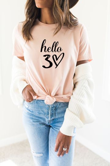 Discover Hello 30 Heart Shirt, 30th Birthday Shirt