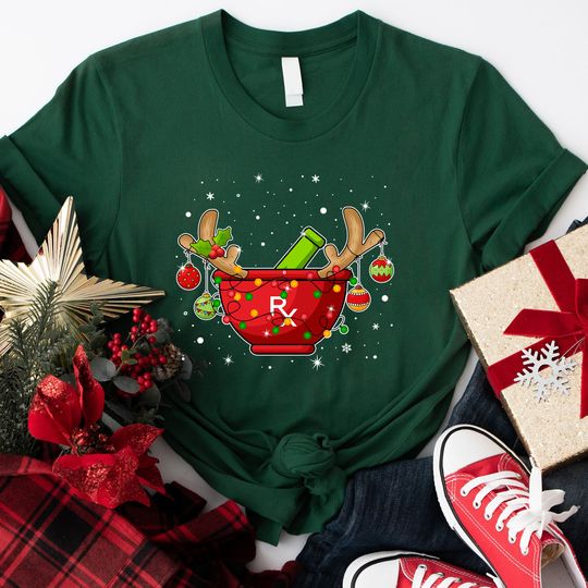 Discover Reindeer Pharmacy Christmas Lights Shirt, Pharmacy Life Shirt