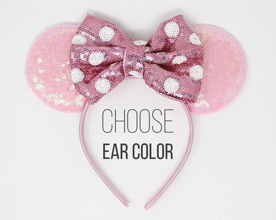 Discover Mouse Ears with Polka Dot Bow One Size | Pink Polka Dot Mouse Ear Headband