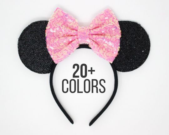 Discover Pink Mouse Ears Headband - Sequin Bow and Color Options