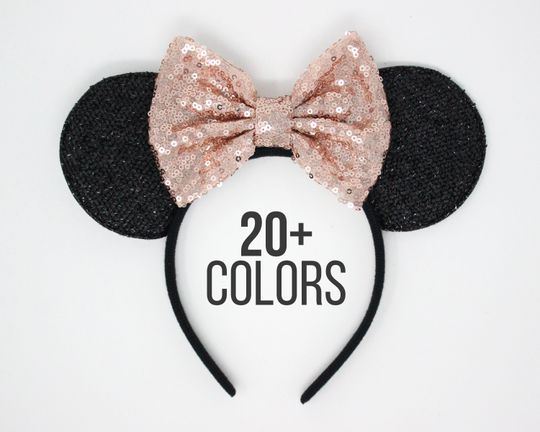 Discover Rose Gold Mouse Ears Headband - Custom Bow Colors