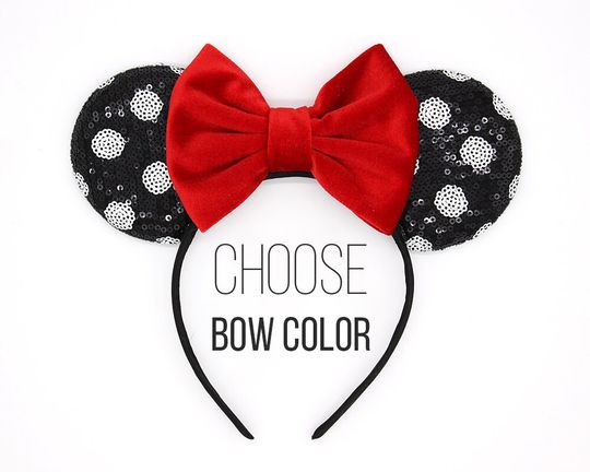 Discover Polka Dot Mouse Ears Headband - Custom Bow and Ear Colors